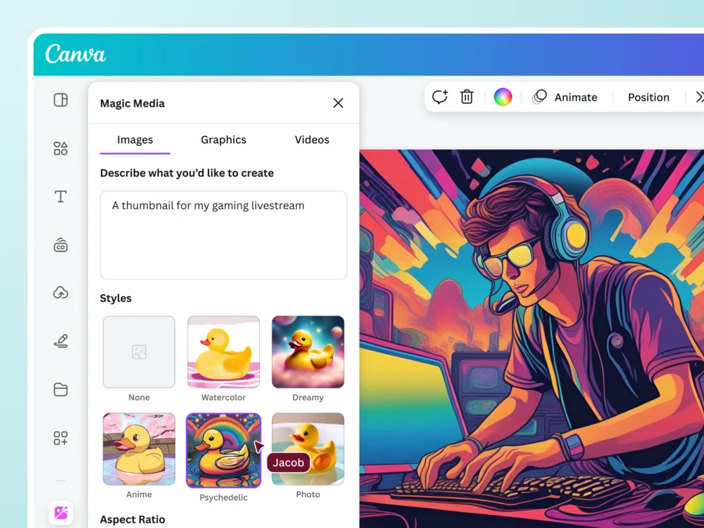 Creative outputs using free AI tools like Canva and DALL-E 2."